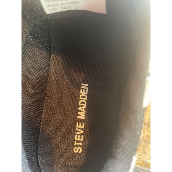 Steve Madden boys Vintage Style Sneakers Size 2 M Black/White/Brown Mesh & Synth - Picture 6 of 12